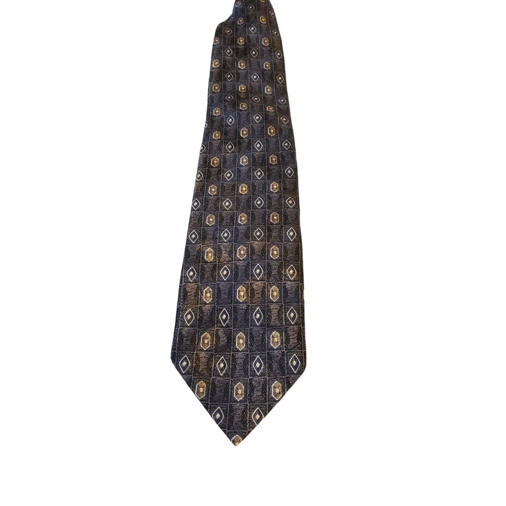 David Taylor mens geometric formal work dress snap‎ clip tie professional attire